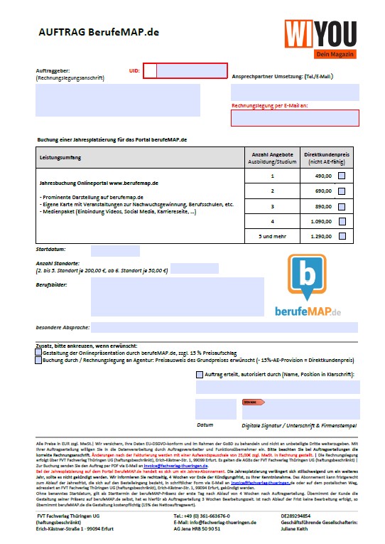 Angebot Messemagazin Forum Berufsstart 2023, WiYou.de Berufswahlmagazin
